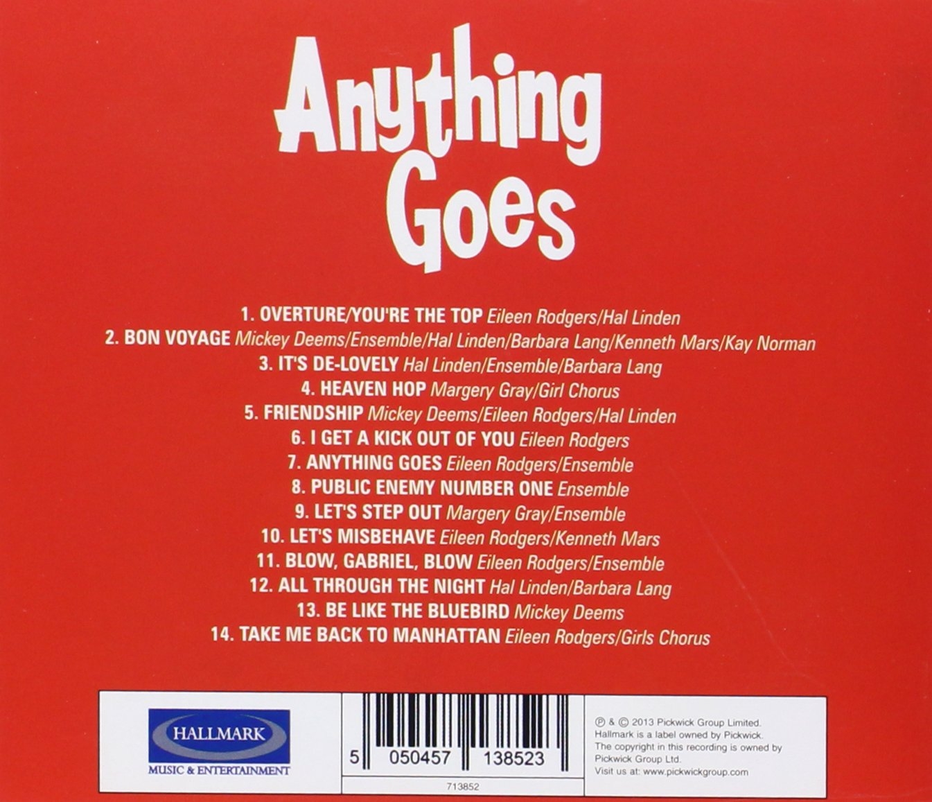 CD ANYTHING GOES - Broadway Revival Cast 1962 --> Musical CDs, DVDs ...
