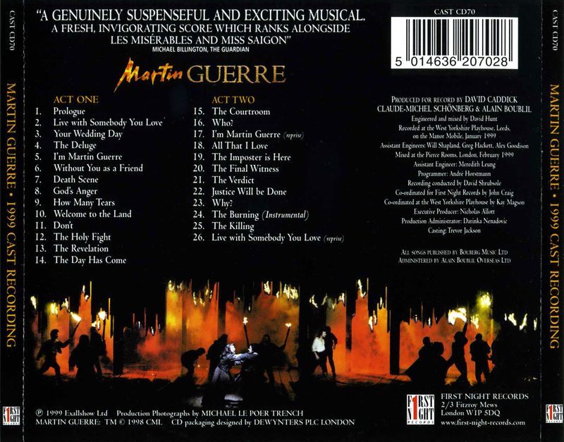 CD MARTIN GUERRE Original UK Tour Cast 1998 > Musical, Playback