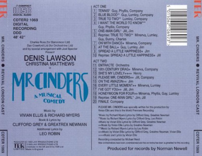 CD MR. CINDERS Original London Revival Cast 1983 > Musical CDs