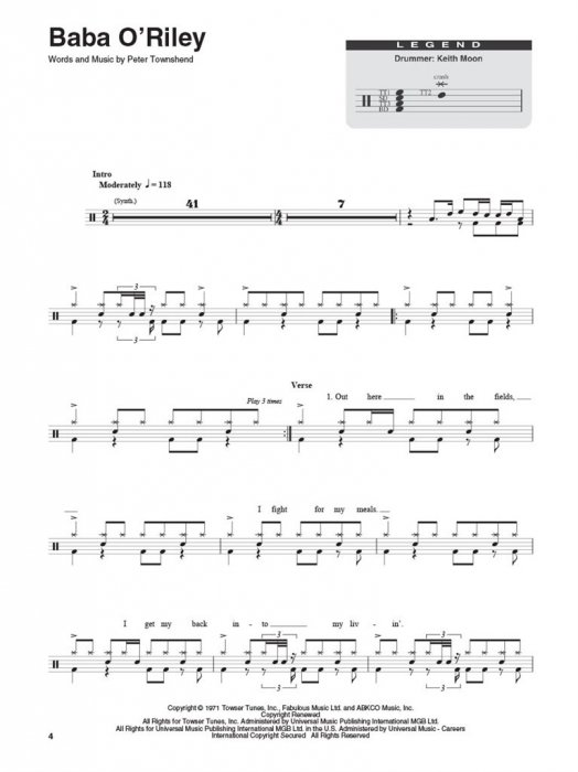 Sheet Music + Download Playbacks THE WHO Drum PlayAlong > Musical