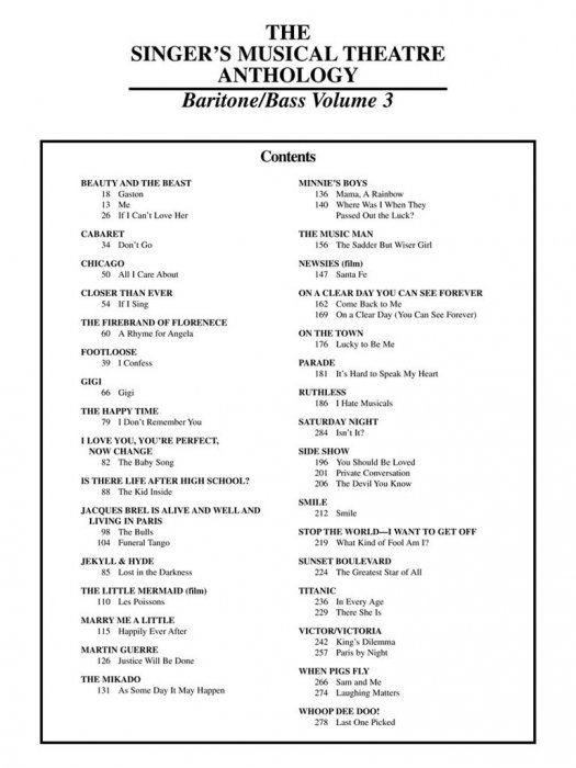 Sheet Music SINGERS MUSICAL THEATRE ANTHOLOGY BARITONE & BASS Vol. 3